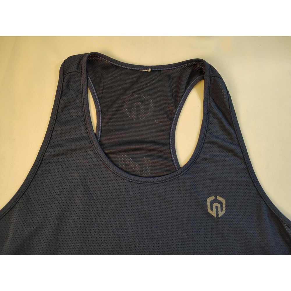 Neleus Womens‎ Navy Blue Mesh Racerback Tank Top Size Large Workout Athletic